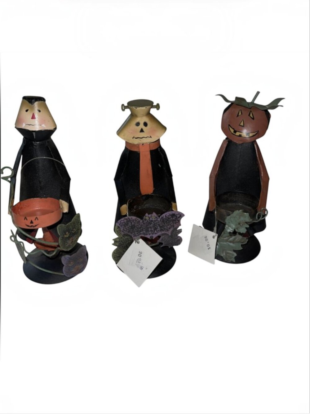 Russ Berrie Metal Halloween Tealight Candle Holder Frankenstein Dracula Pumpkin